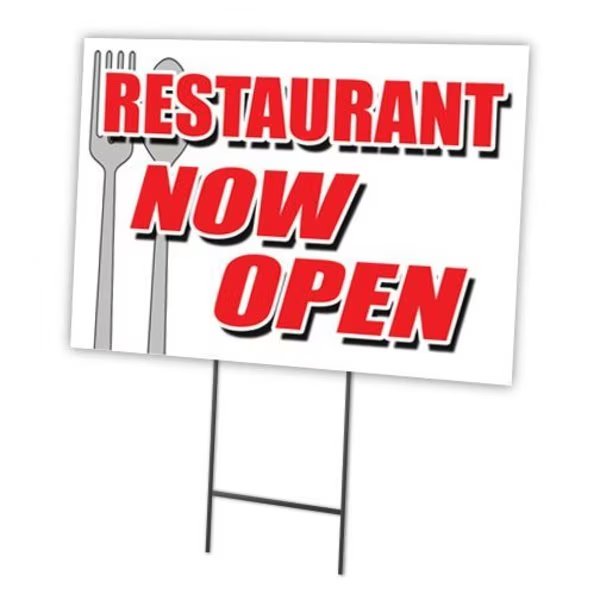 Restaurant Now Open Yard & Stake outdoor plastic coroplast window, C-1824-DS-Restaurant Now Open, Signmission, Mfr#: C-1824-DS-Restaurant Now Open